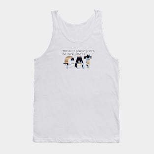 The more people I meet the more I like my cat - black and white cat oil painting word art Tank Top